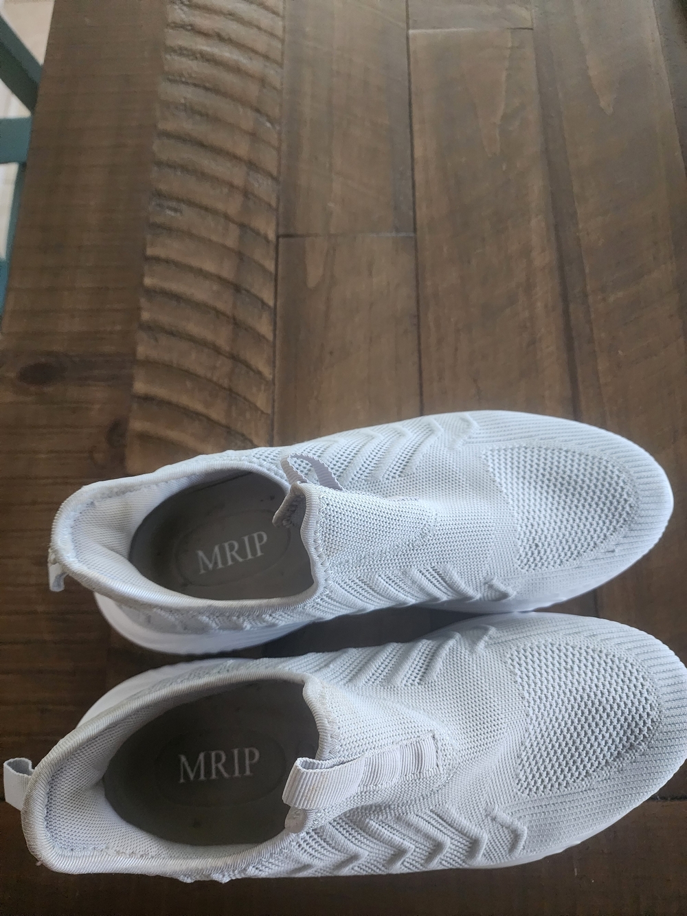 Men's White Slip-On Knit Sneakers